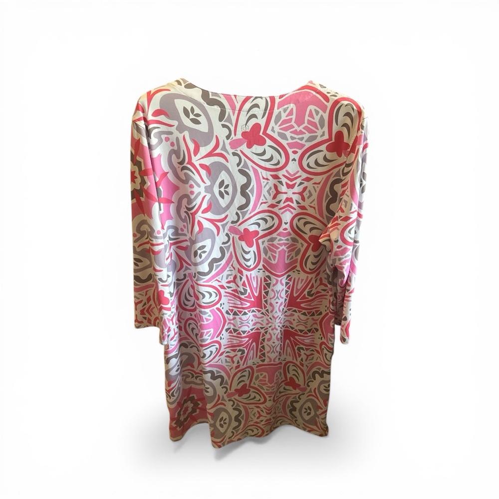 Lightbare Women’s XL Pink & Gray Patterned Tunic MIDI Resortwear Shirt Dress - Picture 3 of 5